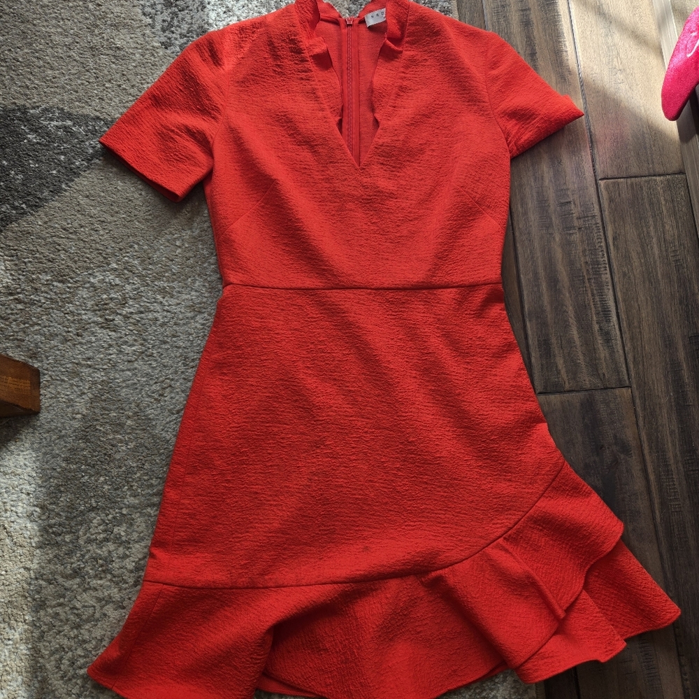 Sandro Red Short-Sleeve Mini Dress